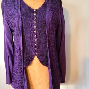 Vintage embroidered draped blouse